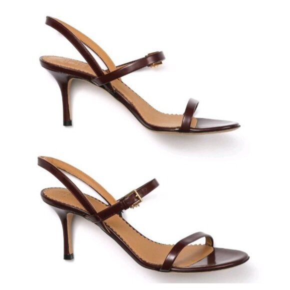 TORY BURCH PENELOPE SLINGBACK SANDALS MALBEC LEATHER STRAPPY Size 7 - Picture 8 of 13